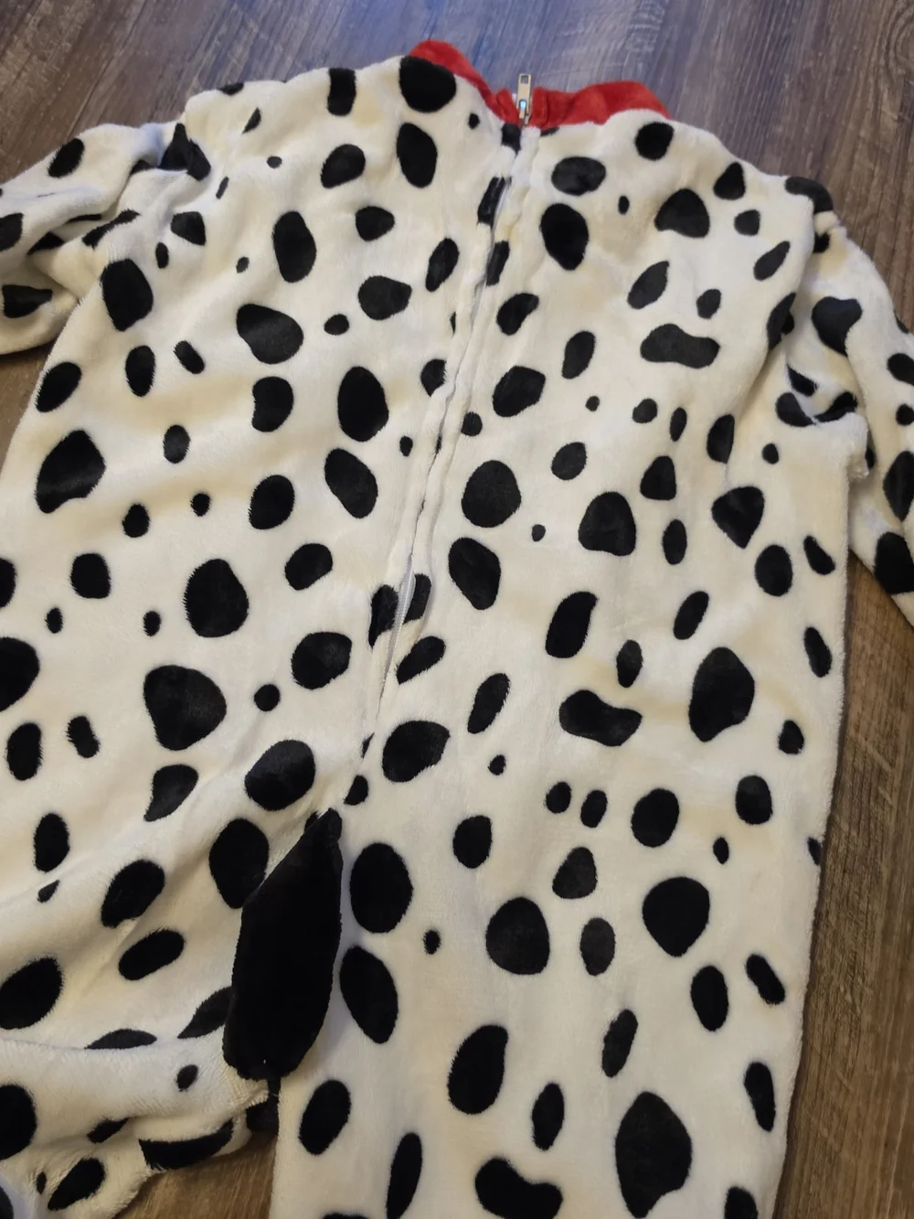 Plush Dalmatian Dog Costume Jumpsuit with Hood & Accessories Kids Size Small 5-7